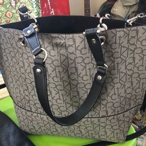 Large black and gray Calvin Klein tote.